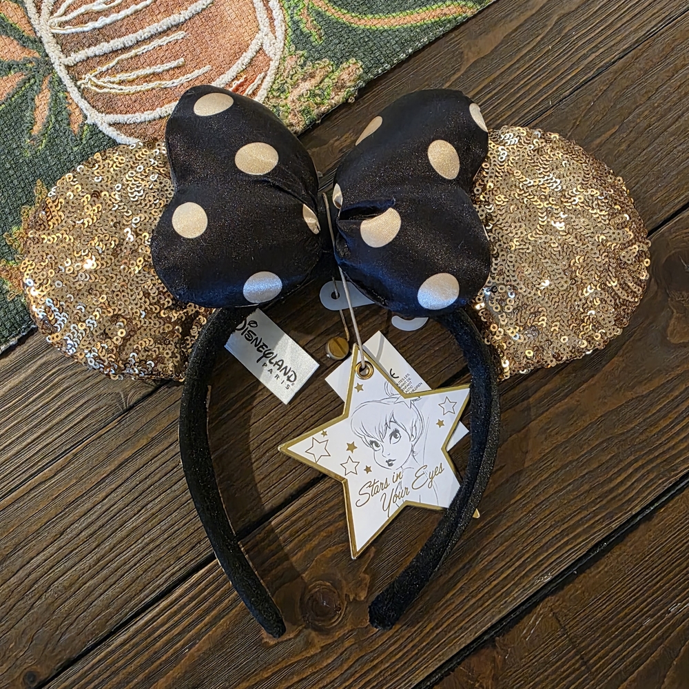 Disney PARIS Gold and Black Minnie Mouse Ears Headband